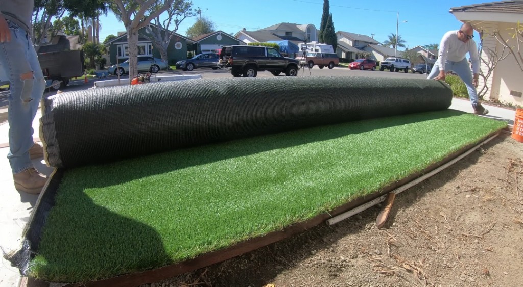 Professional sports turf installation in progress